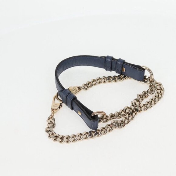 GUCCI Bamboo Hand Bag Leather 2way Blue Gold - Picture 13 of 16